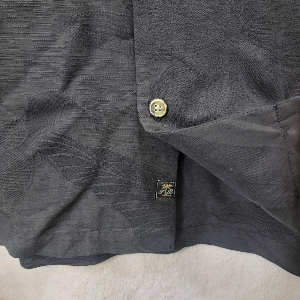 Tommy Bahama Men XXL Black Silk Jacquard Six Flights A Day Wine Embroidery Shirt - Picture 9 of 14